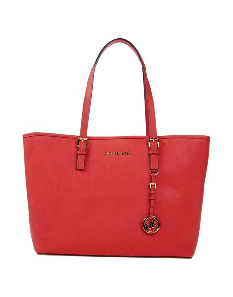 michael kors bag red and brown|Michael Kors red tote bag.